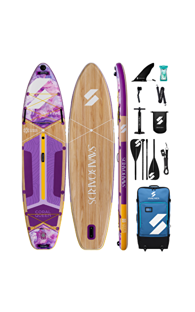 Coral Queen Ultra Stabil Şişme Paddle Board (Tekerlekli Çantalı Set ) 351x89x15 cm - Mor